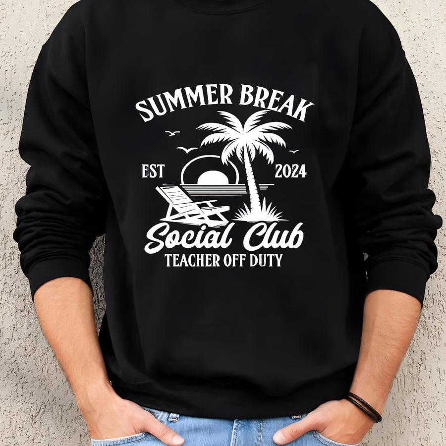 Summer Break Social Club Shirt, Last Day Of School Teacher T-shirt, Teacher Off Duty Tee, End Of Year Gift, Teacher Beach Vacation Shirt Sweatshirt