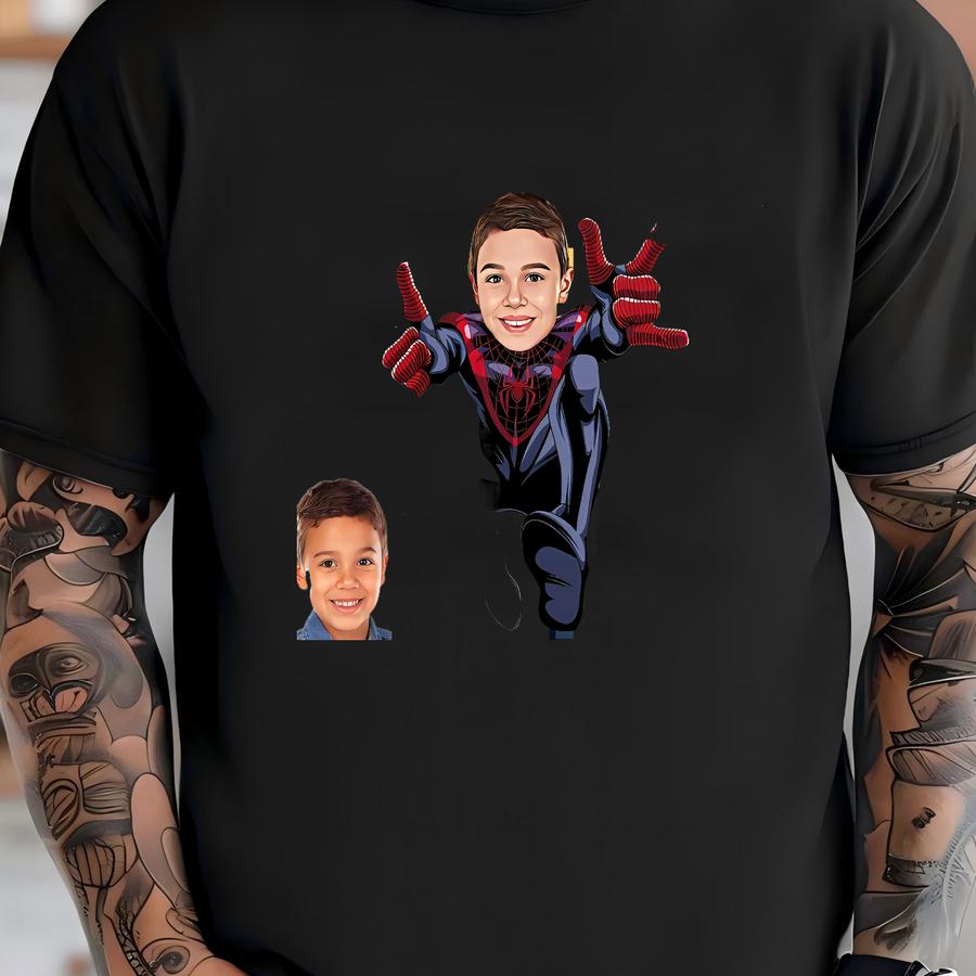 Personalized Spider-man Caricature Portrait: Custom Superhero Gift (digital File) T-shirt