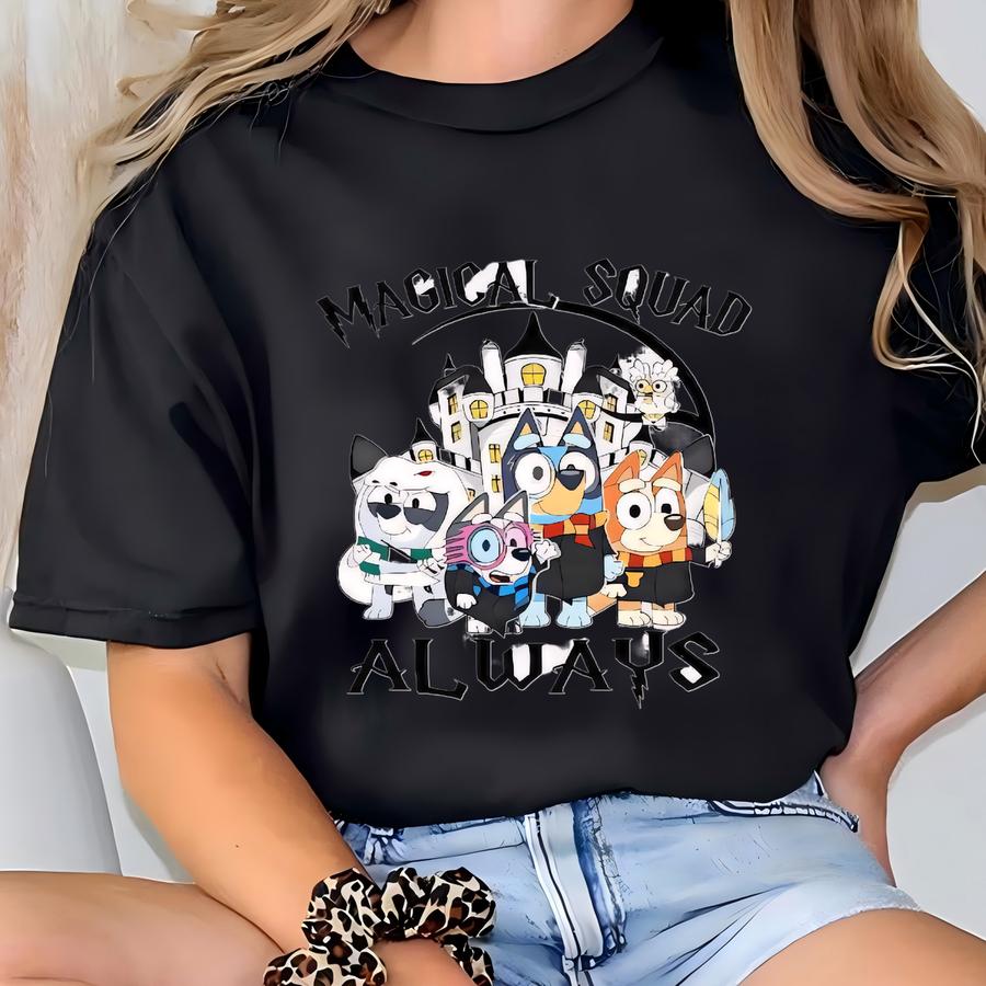 Magical Blue Dog Shirt: School Friends Party Tee T-shirt