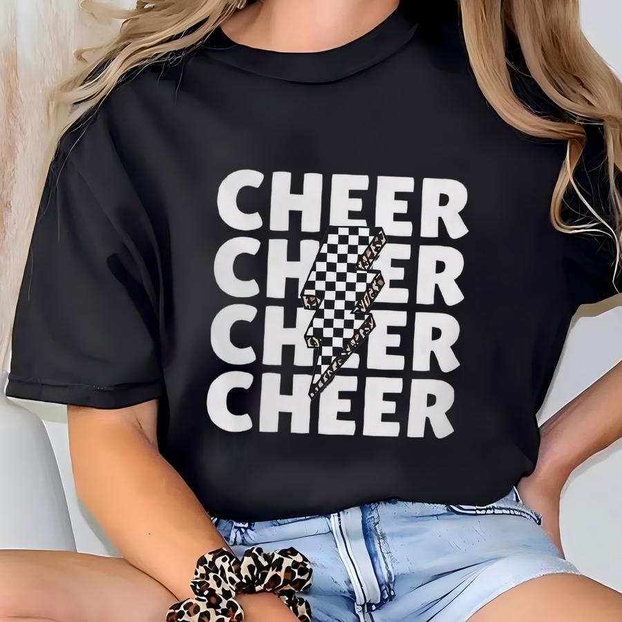 Dziewczyny Cheer Koszula, Retro Cheerleading Koszula, Cheer Mama Błyskawica Kapuchona, Dzień Gry Tee, Cheer Koszula, Cheer Prezent Kostium
