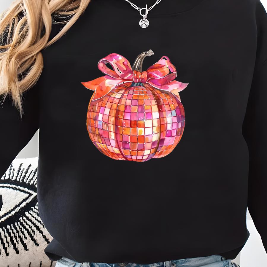 Disco Pumpkin Fall T Shirt, Faux Fall Shirt, Fall Pumpkin T Shirt, Autumn T Shirt, Coquette T Shirt, Fall Disco Ball Shirt Sweatshirt