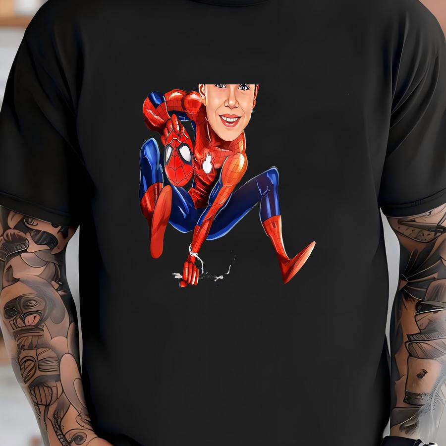 Spiderman Superhero Custom Portrait: Personalized Caricature (digital File) T-shirt