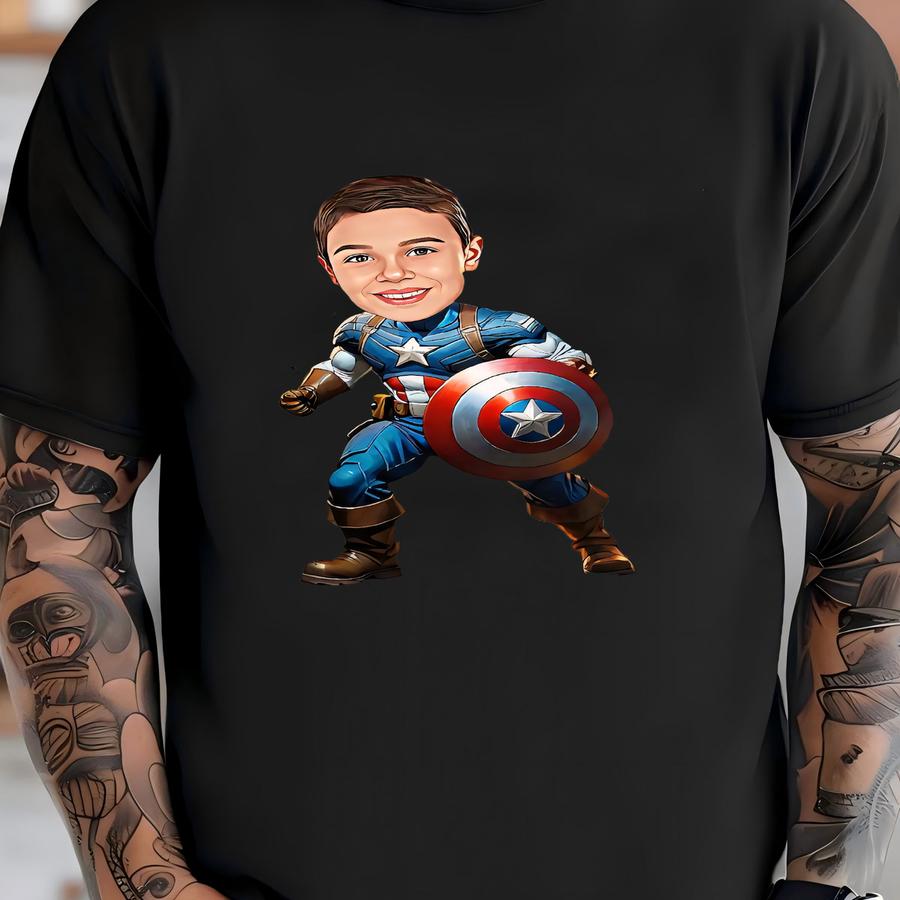Personalized Captain America Family Portrait: Custom Superhero Digital Art (digital Download) T-shirt