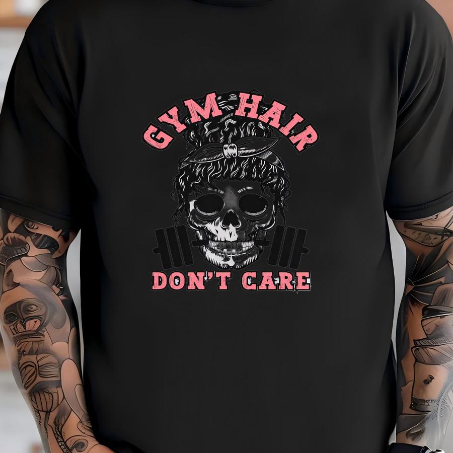 Gym Hair Don't Care Shirt, Gym Pump Cover, Oversized Workout Shirt, Gift For Gym Lover, Weightlifting Gifts, Gym Rat Hoodie T-shirt