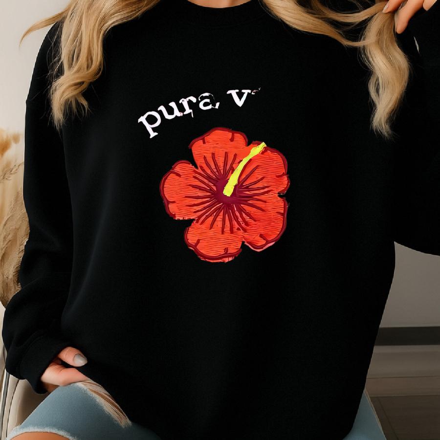 T-shirt , Vintage Hibiscus Flower Beach Tee, Rica, Oversized Summer Shirt, 90s Vacation Aesthetic,  Sweatshirt