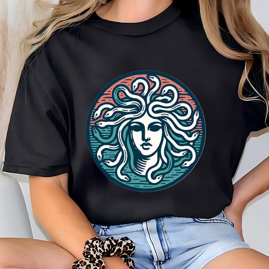 Greek Goddess Shirt. Medusa Shirt. Medusa Gift. Mythical Shirt. Greek Mythology Gift. Mythical Gift. Retro Style Shirt. Retro Shirt #fc976 T-shirt