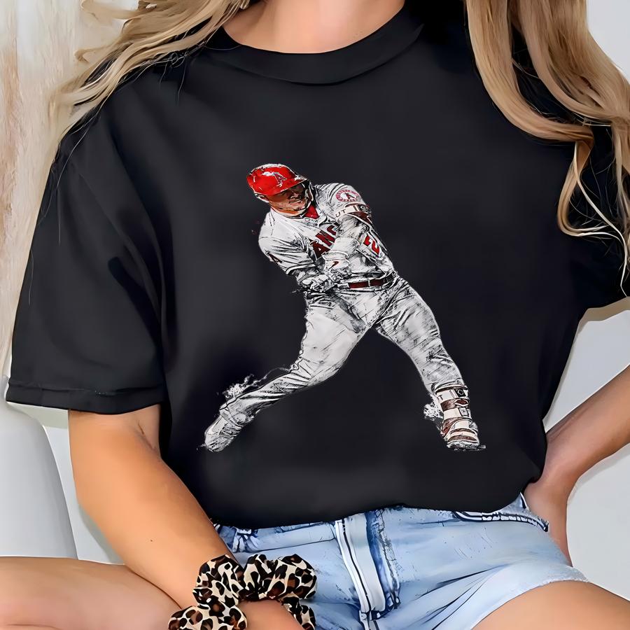 Mike Trout Poster Los Angeles Angels Wall Art Print Baseball Sports Poster Mlb Canvas Print Framed Poster Baseball Poster Home Decor G31 T-shirt