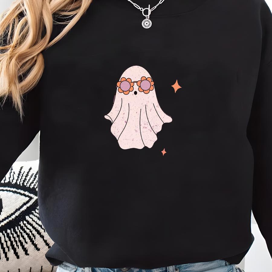 Retro Ghost Shirt, Groovy Halloween Shirt, Cute Ghost Shirt, Spooky Season Tee, ®, Halloween, Checkered Ghost Tshirt Sweatshirt