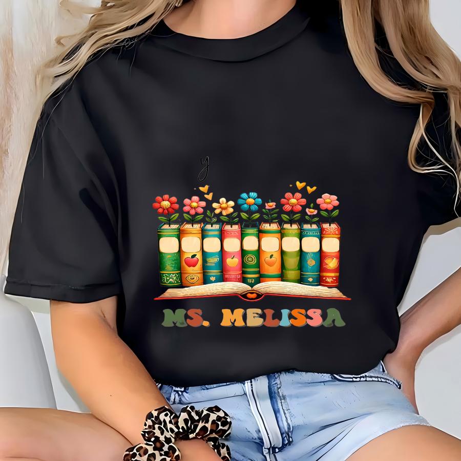 Teacher Tee Personalized, Teacher Canvas Tee,custom Teacher Tee, Floral Tee,teacher Appreciation Gift,wildflower Teacher T-shirt