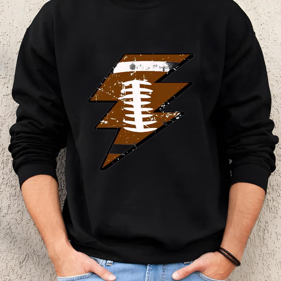 Lightning Football Bolt Sweatshirt: Distressed Game Day Sweater Sweatshirt