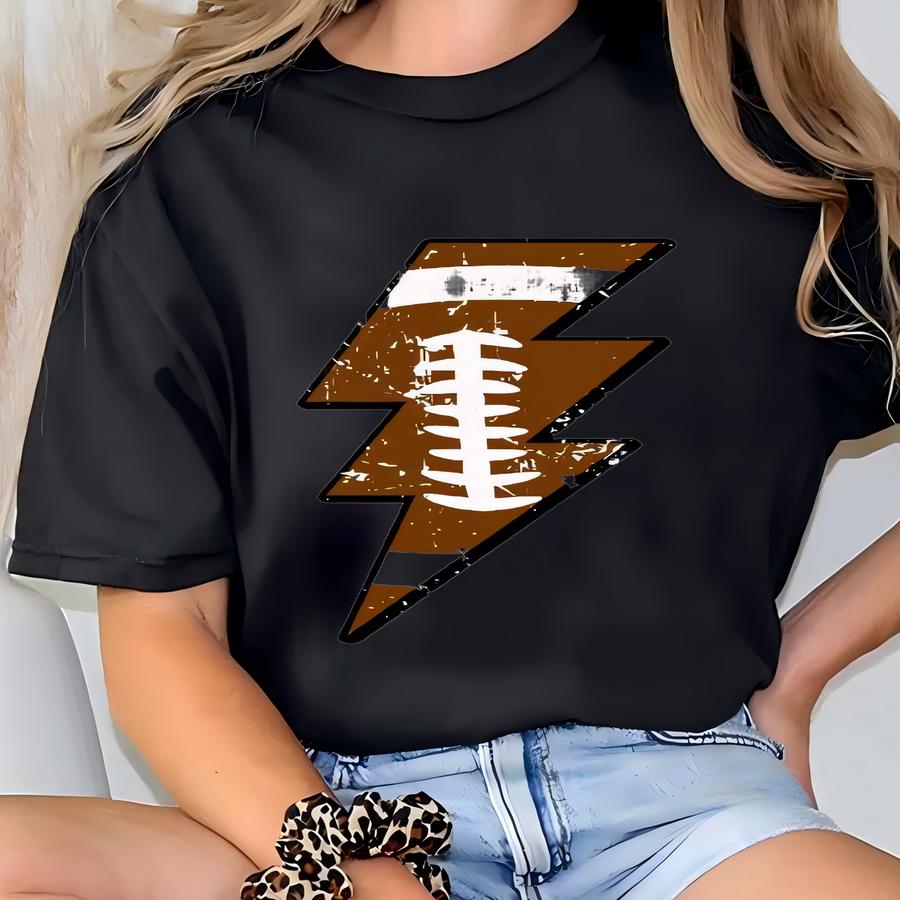 Lightning Football Bolt Sweatshirt: Distressed Game Day Sweater T-shirt