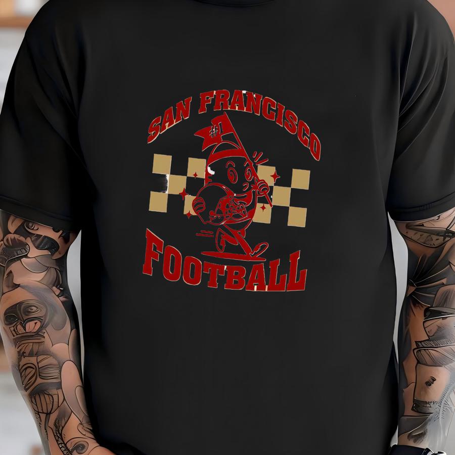 San Francisco Football Cute Ball Mascot Vintage Comfort Color Tshirt, Go Sf Football Team Shirt, American Football Gameday Shirt, For Her T-shirt