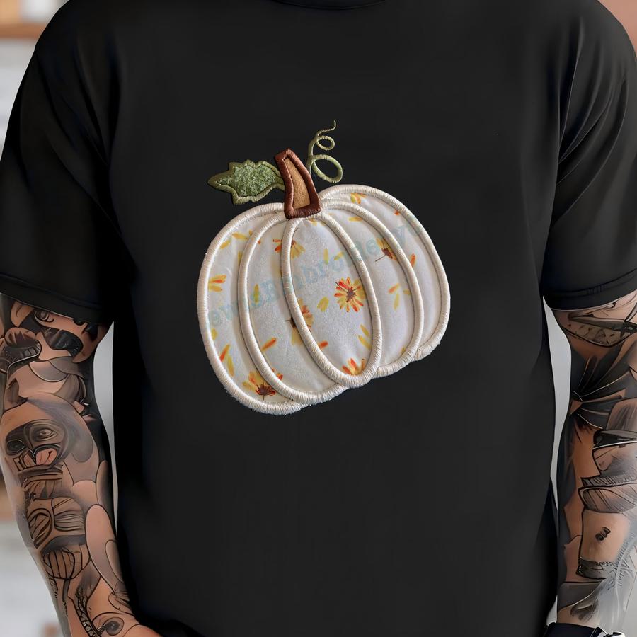 3d Puff Pumpkin Y Applique Design - Pumpkin Outline Y - 3d Halloween Design - Puff Foam Y - Autumn Y T-shirt
