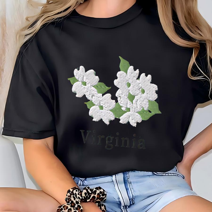 Virginia Hoodie, Virginia State Flower Shirt, Dogwood Flower Shirt, Custom Virginia Hoodie T-shirt