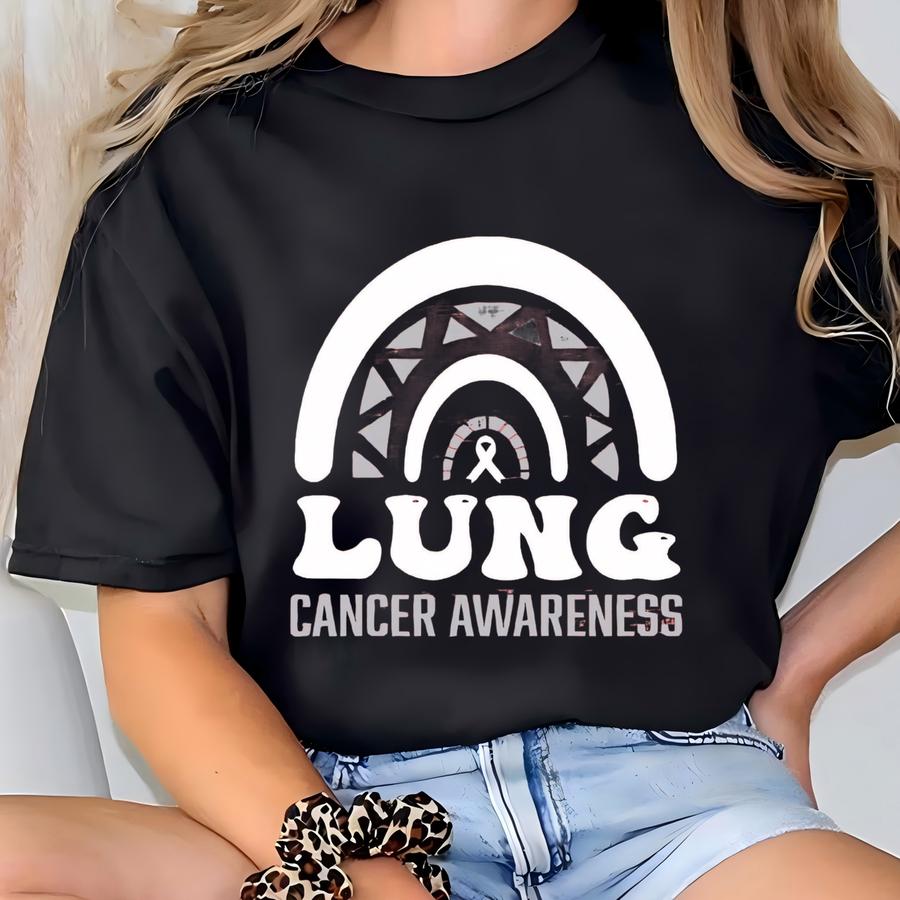 Lung Cancer Awareness Shirt, Lung Cancer Shirt, Lung Cancer Warrior,white Ribbon,cancer Ribbon Sweatshirt,awareness Tee,lung Cancer Survivor T-shirt