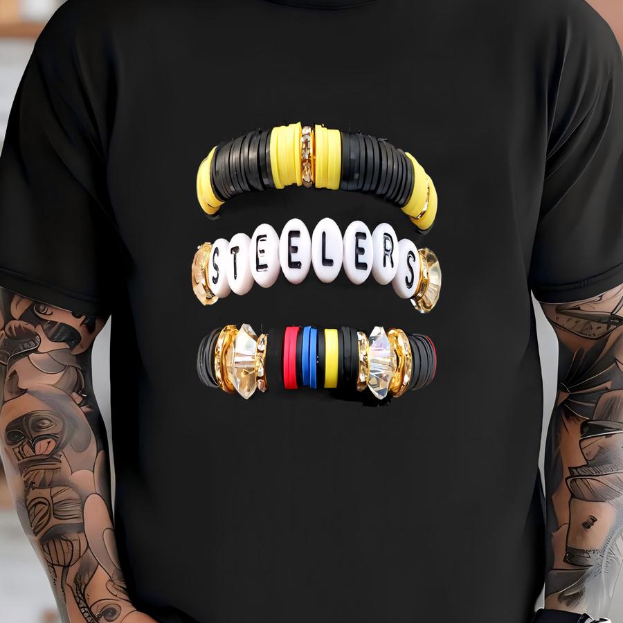 Three Stack Pittsburgh Steelers Inspired Heishi Stacking Bracelets Gameday Jewelry Eras Tour T-shirt