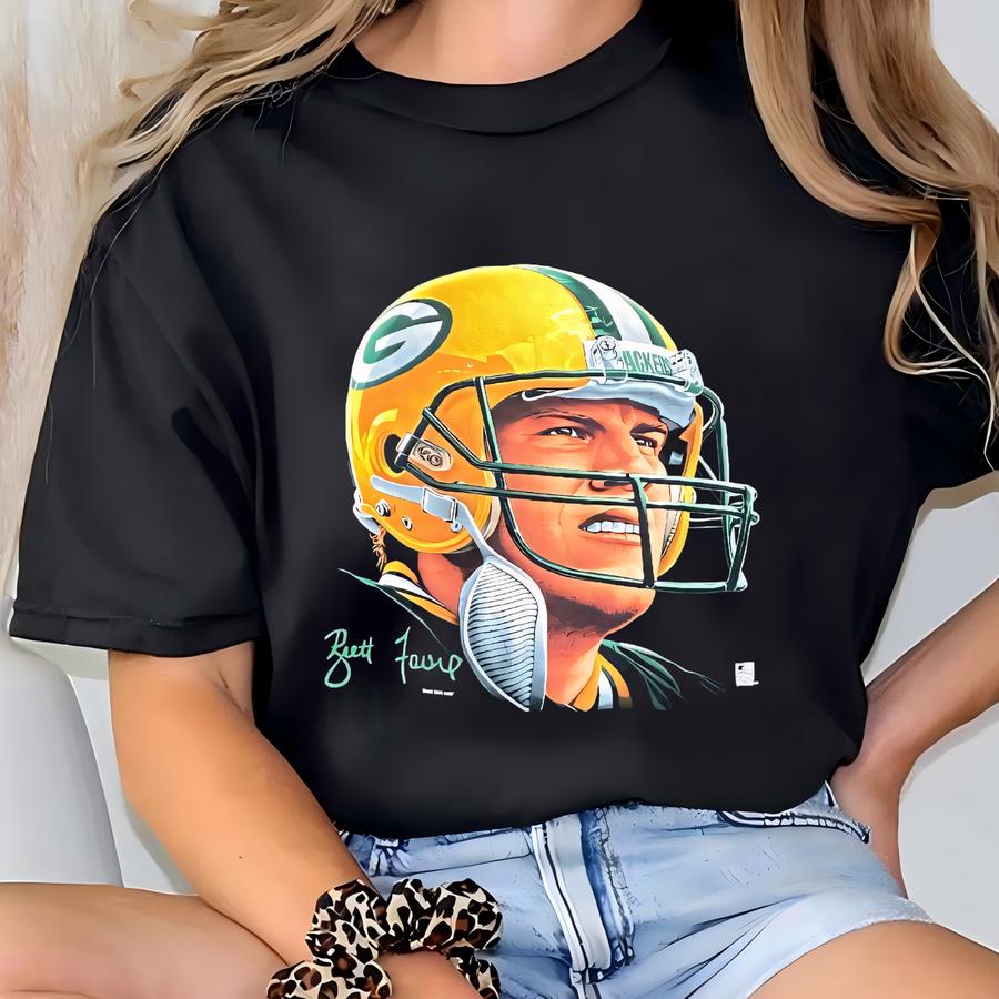Vintage Green Bay Brett Favre T Shirt Tee Made Usa Size Large L Football Pack Cheese Head 1990s 90s T-shirt
