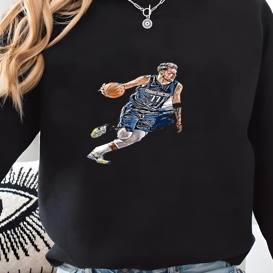 Luka Doncic Poster Mavericks Wall Art Print Basketball Sports Poster Canvas Print Framed Poster Basketball Poster Home Decor H74 Sweatshirt