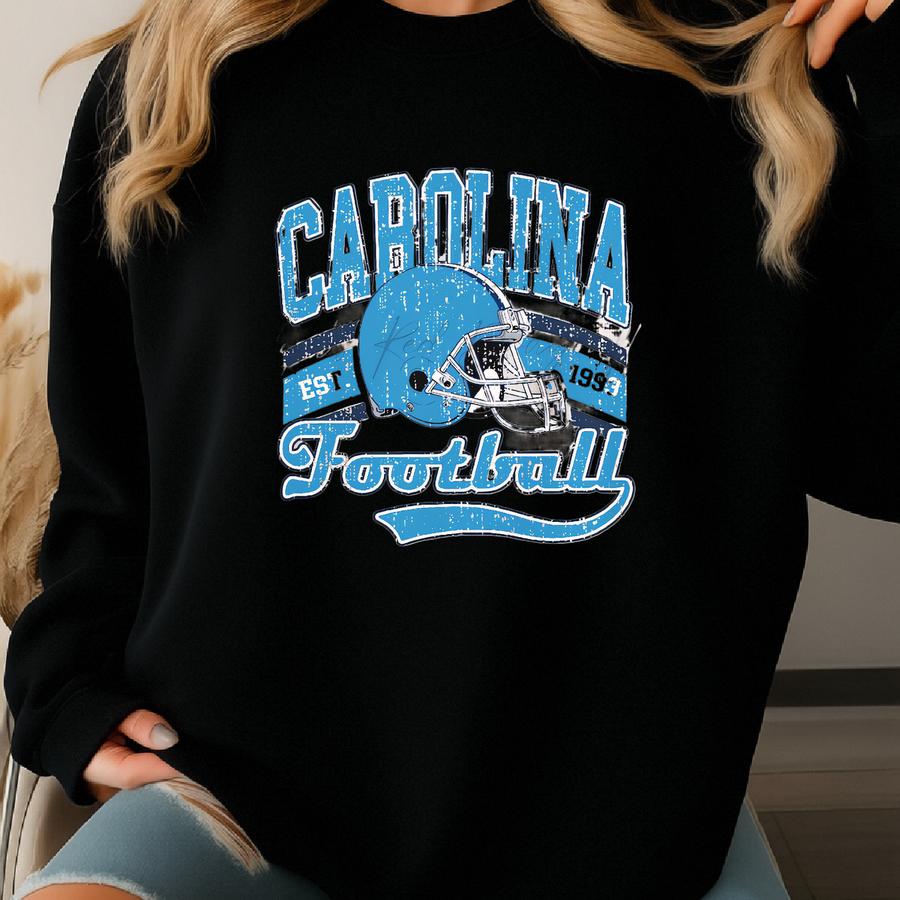 Carolina Football, Vintage Shirt, Bright Colors Retro Style, Oversized Fit, Unisex, Game Day, Sports Fan Gift, Panthers Sweatshirt
