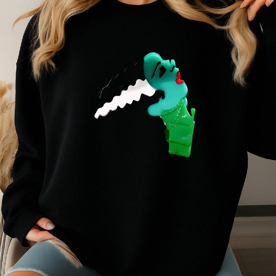 Gothic Bride Of Frank, Universal Monster Inspired Small Claw Hair Clip Sweatshirt