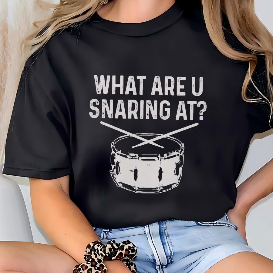 Drummer Shirt What Are You Snaring At Vintage Drumming Hoodie Musician Funny Marching Band Drummer Tee Drum Sticks Drummer Gift Tshirt T-shirt