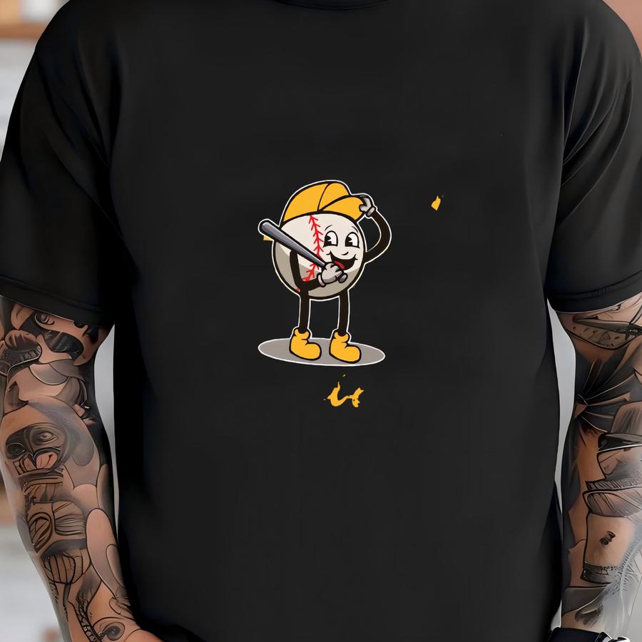 Vintage Pittsburgh Baseball Funny Mascot Comfort Color Unisex Dark Tshirt, Pittsburgh Baseball Gameday Retro Shirt, Pittsburgh Sports Tee T-shirt