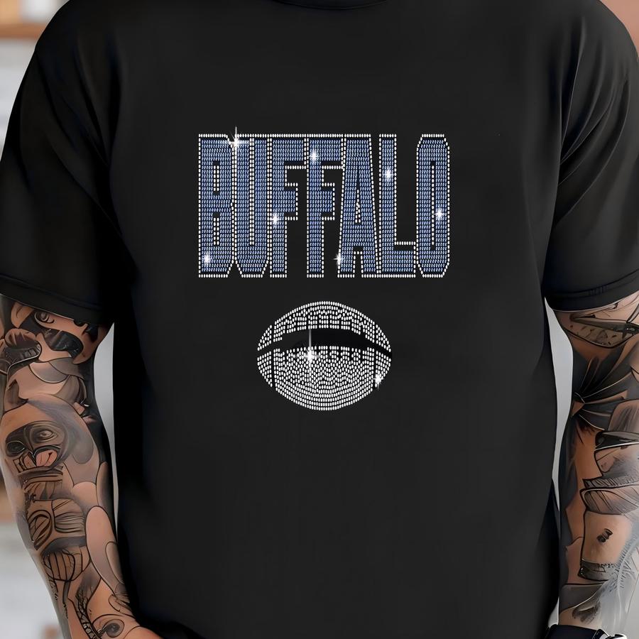 Buffalo Rhinestone Football Shirt: Game Day Fan Tee T-shirt