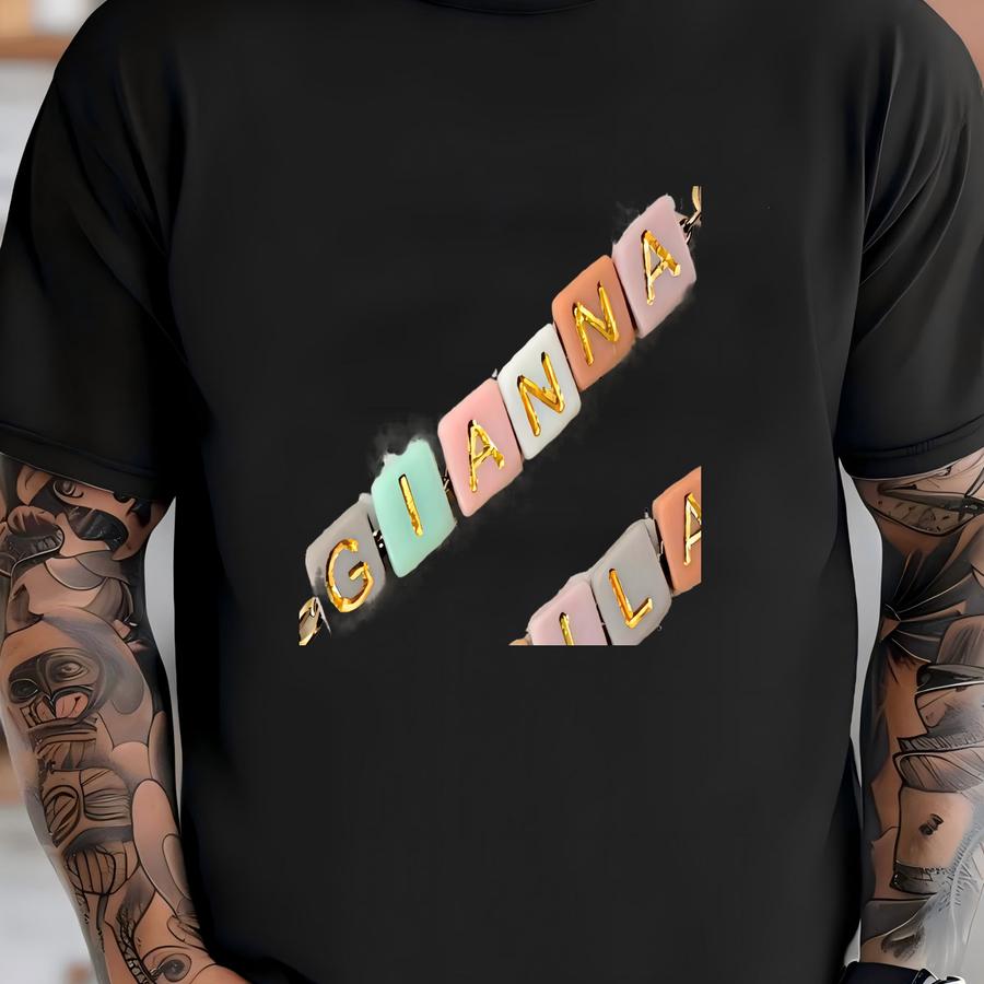 18k Gold Name Word Paperclip Bracelet, Cube Name Bracelet, Personalized Bracelet, Custom Womens Jewelry, Layering Bracelet, Gift For Her T-shirt