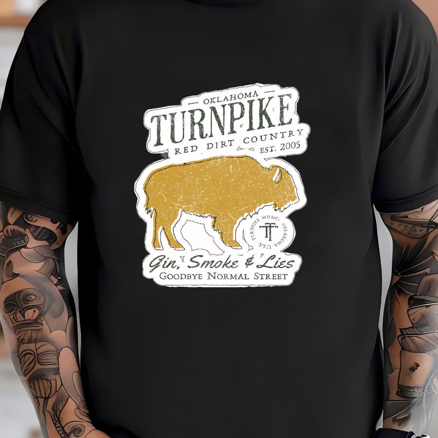 Turnpike Music Vintage Buffalo Western Sticker, Gin Smoke Lies, Oklahoma Red Dirt Concert Merch, Goodbye Normal Street, Honky Tonk,tahlequah T-shirt