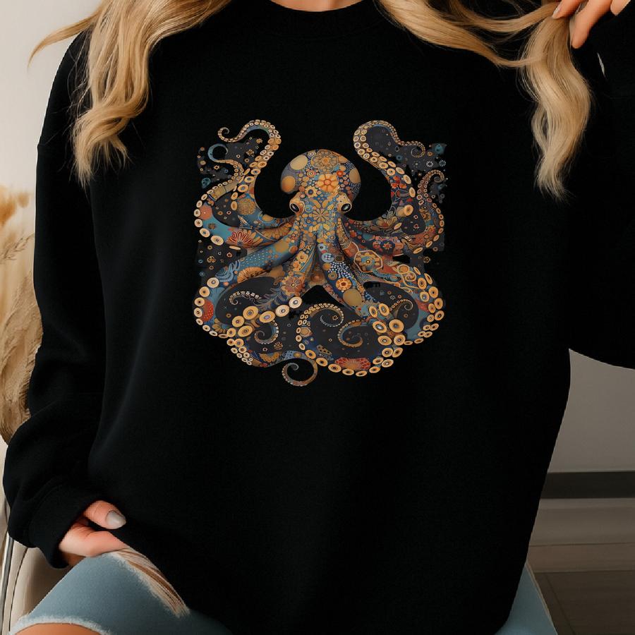 Octopus Shirt Vintage Flower Patterns Floral Octopus T-shirt Scuba Diving Tee Scuba Diver Ocean Animal Lover Octopus Gifts Tshirt Sweatshirt