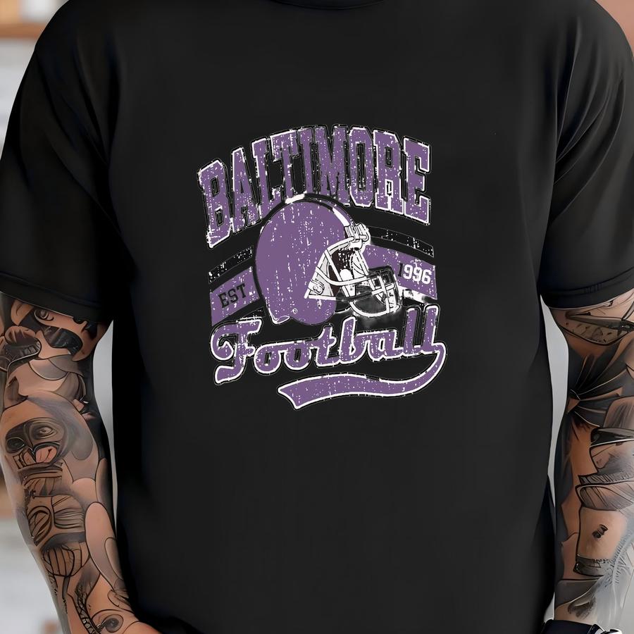 Baltimore Football Vintage Long Sve Shirt, Retro Style, Unisex, Game Day, Oversized Fit, Sports Fan Gift, Maryland T-shirt