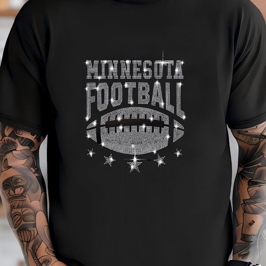 Minnesota Rhinestone Football Shirt: Game Day Fan Tee, Custom Back T-shirt