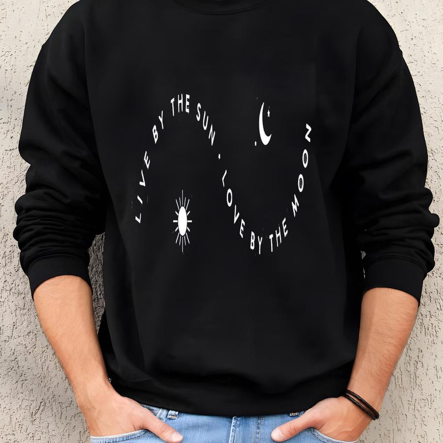 Retro Comfort Aesthetic Shirt, Live By The Sun Love By The Moon Shirt, Inspirational Sweatshirt, Moon And Sun Shirt, Celestial Moon Tshirt Sweatshirt