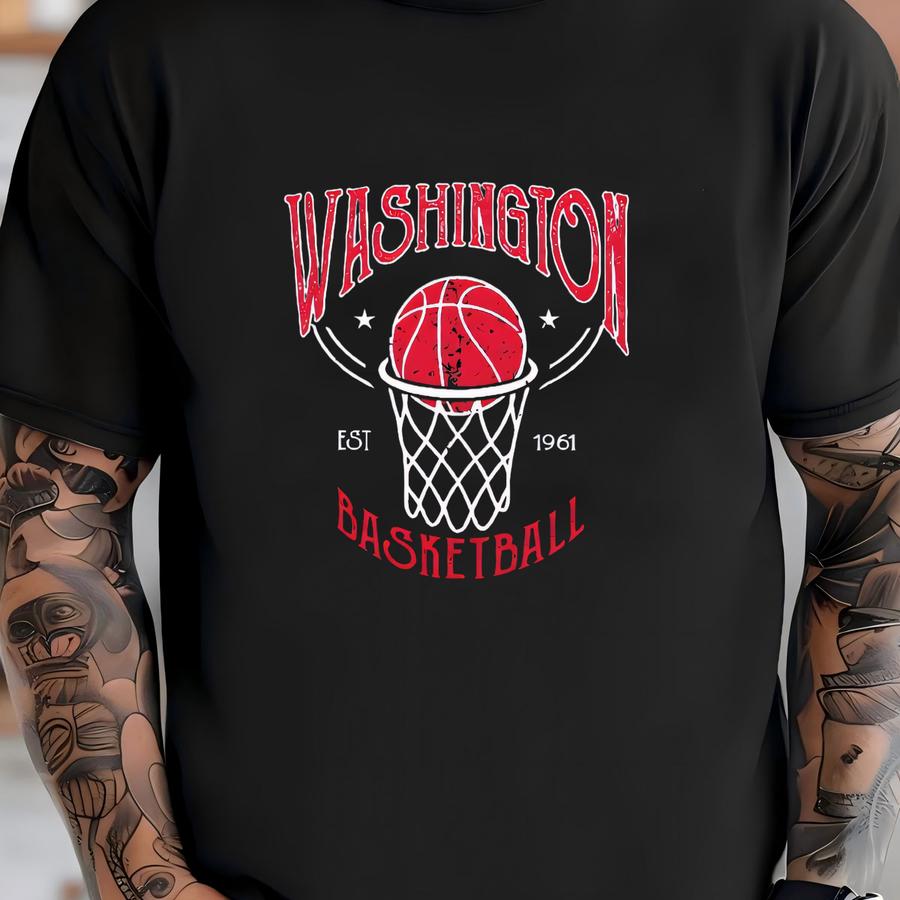 Washington Basketball Est 1961 90s Navy Sweatshirt, Vintage Washington Basketball Team Gameday Hoodie, Basketball Retro Style Shirt, For Dad T-shirt