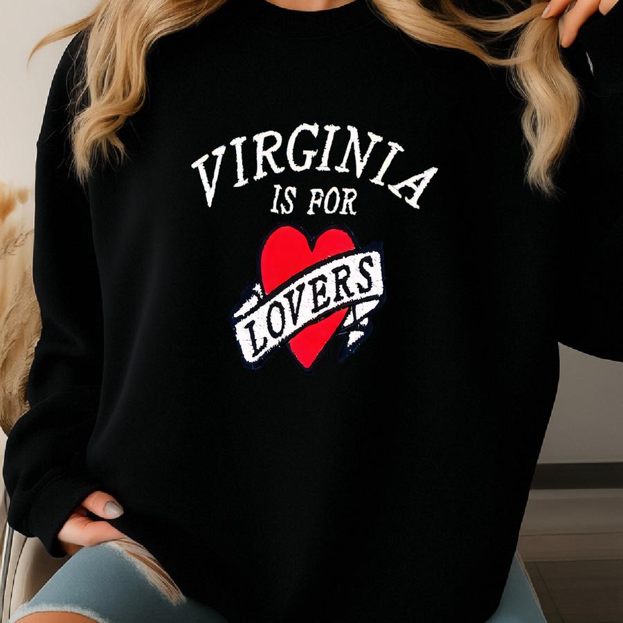 Virginia Is For Lovers, Vintage Sweatshirt , Retro Virginia Crewneck, Heart Pullover, Virginia State Lovers Gift Sweatshirt