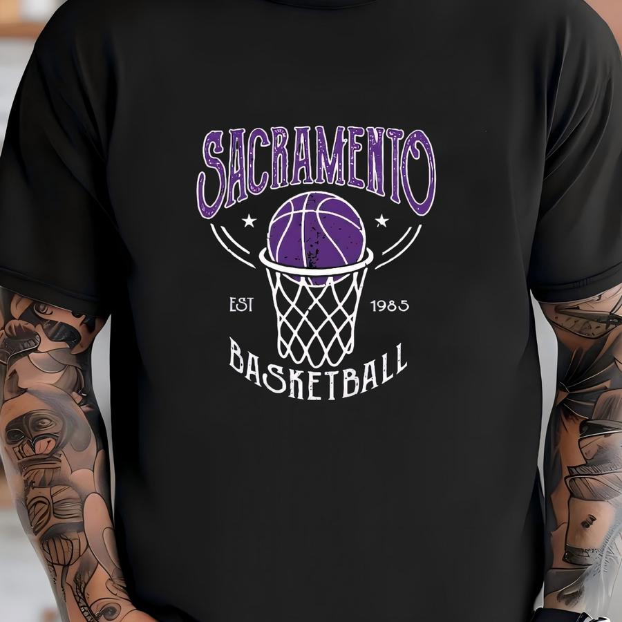 Retro Sacramento Basketball Est 1985 Navy Sweatshirt, Vintage Sacramento Basketball Team Gameday Hoodie, Basketball Retro Shirt, For Dad T-shirt