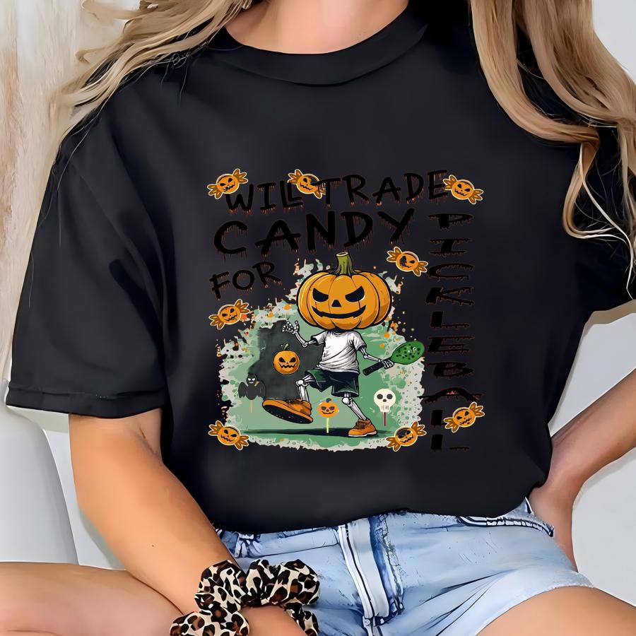 Halloween Pickleball Shirt, Funny Spooky Pickleball Hoodie, Cute Ghost Tee For Halloween Party, Pickleball Lover Gift, Sports Apparel T-shirt