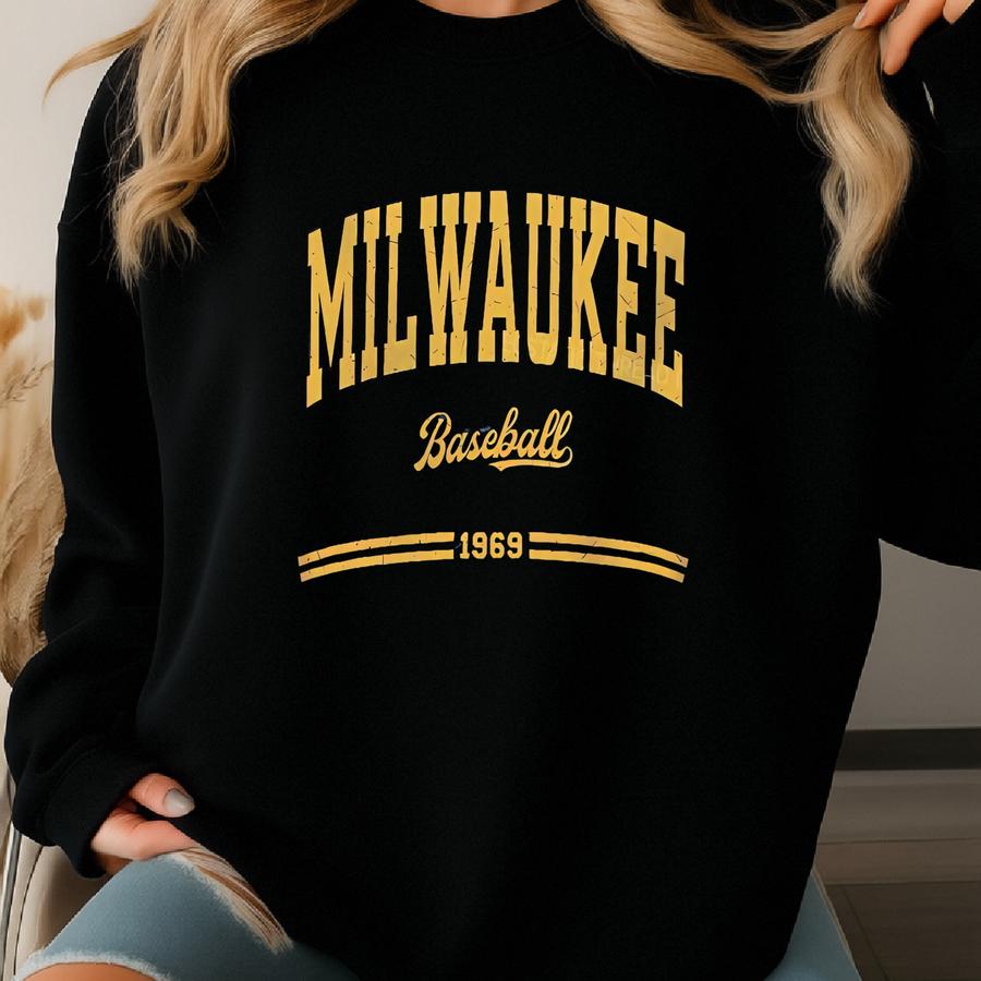 Vintage Milwaukee Baseball Sweatshirt, Milwaukee Baseball Crewneck, Retro Baseball Milwaukee Sweater, Milwaukee Baseball Fan Gift, Unisex Sweatshirt