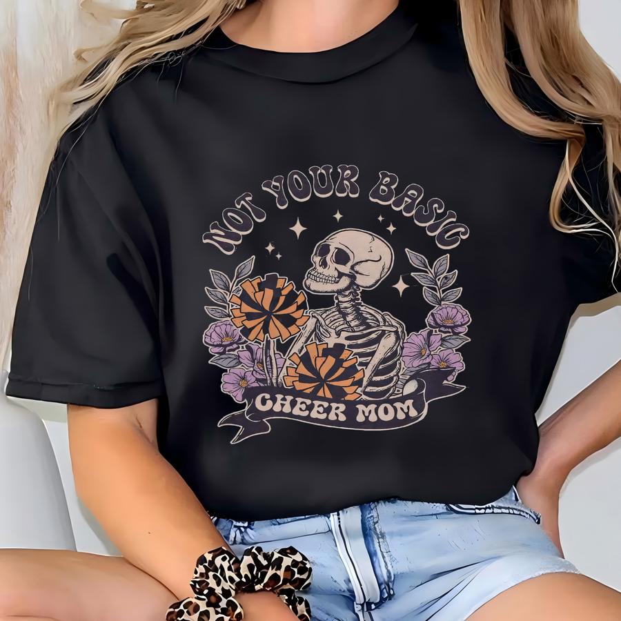 Straszliwy Szkielet Cheer Koszula, Zabawny Cheer Mama Tshirt Cheerleading Mama Tee Halloween Cheer Hoodie Duch Nosić Dla Cheer Prezent Kostium