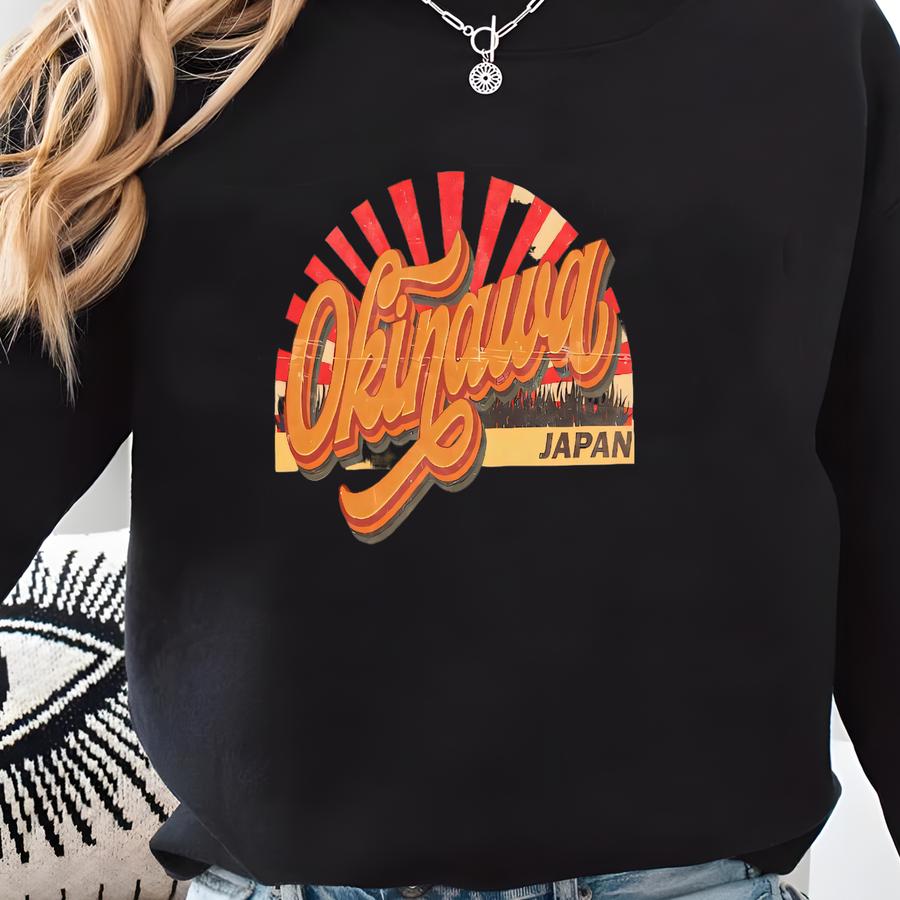 Okinawa Japan T-shirt: Retro Distressed Graphic Tee Sweatshirt