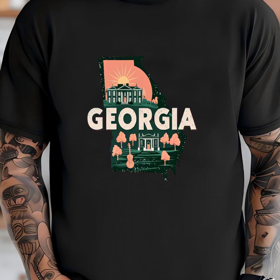 Retro Georgia T Shirt, Georgia Lover Gift Tshirt, Vintage Georgia State Tee, Georgia Travel Vacation Sweatshirt, Georgia State Map Sweater T-shirt