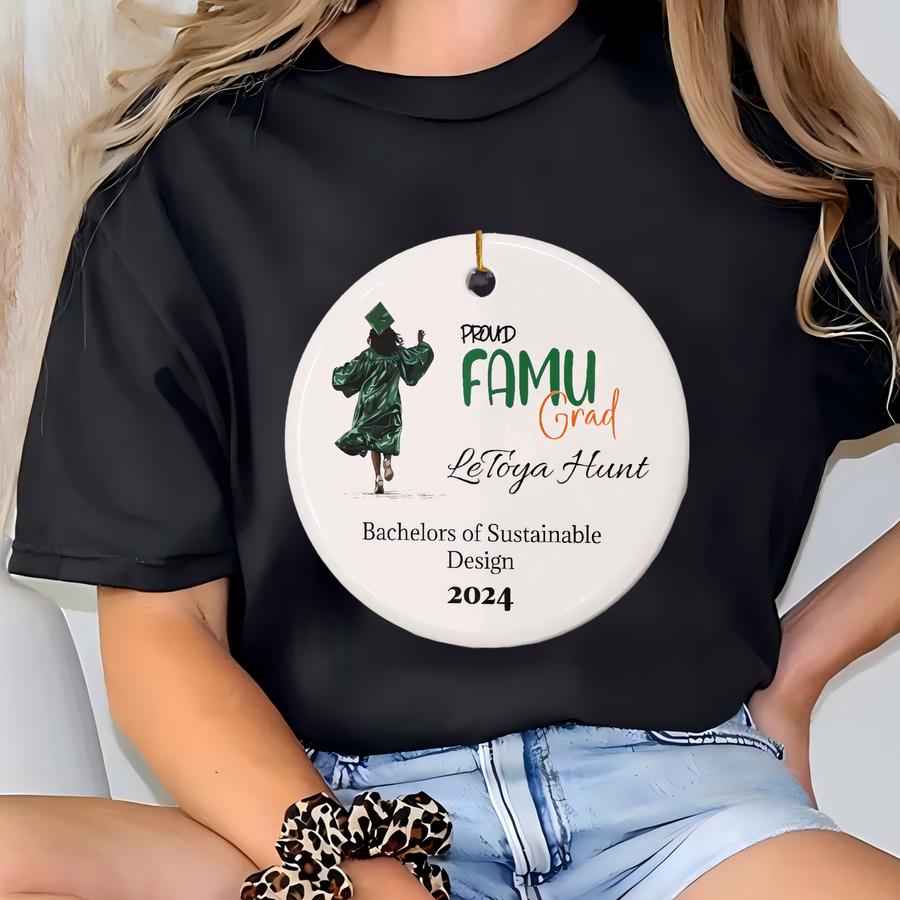 Custom Personalized Graduation Ceramic Ornaments Hbcu College University Highschool T-shirt