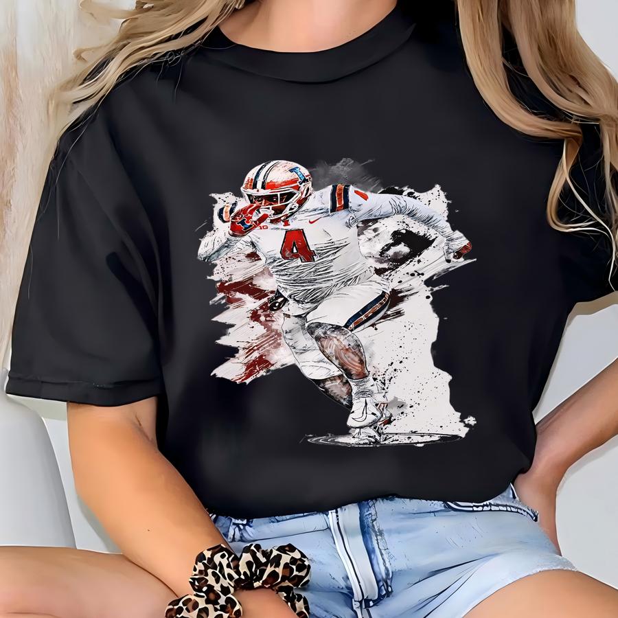 Jerzhan Newton Poster Illinois Fighting Illini Wall Art Print College Football Sports Canvas Canvas Print Football Poster Home Decorh146 T-shirt