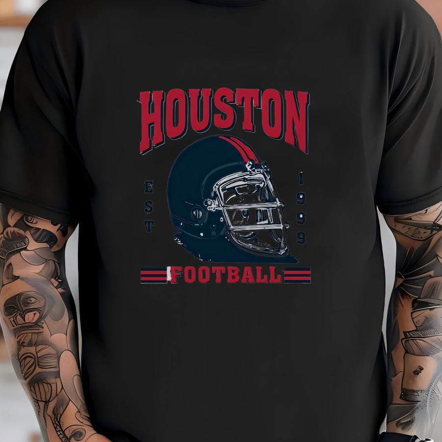 Retro Houston Football Est 1999 Sport Grey Sweatshirt, Houston Football Team Helmet 90s Vintage Hoodie, Football Retro Sweatshirt, For Dad T-shirt