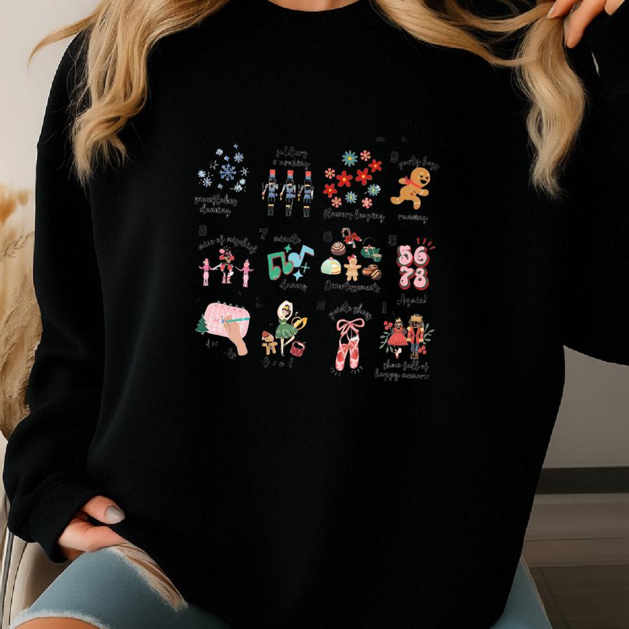 12 Days Of Nutcracker Shirt, Funny Nutcracker Ballet Shirt, Holiday Dance Teacher Sweatshirt, Christmas Ballet Crewneck, Ballet Dancer Gift Sweatshirt