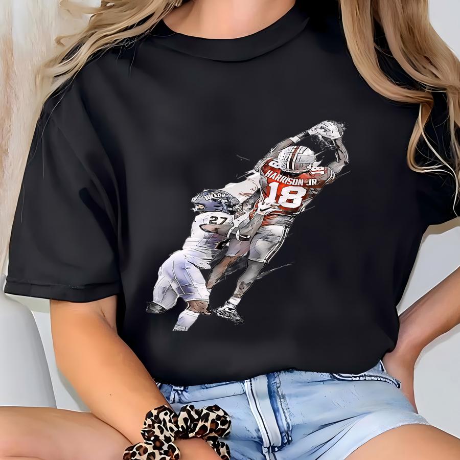 Marvin Harrison Jr Poster Ohio State Buckeyes Wall Art Print College Football Sports Canvas Canvas Print Football Poster Home Decor H166 T-shirt