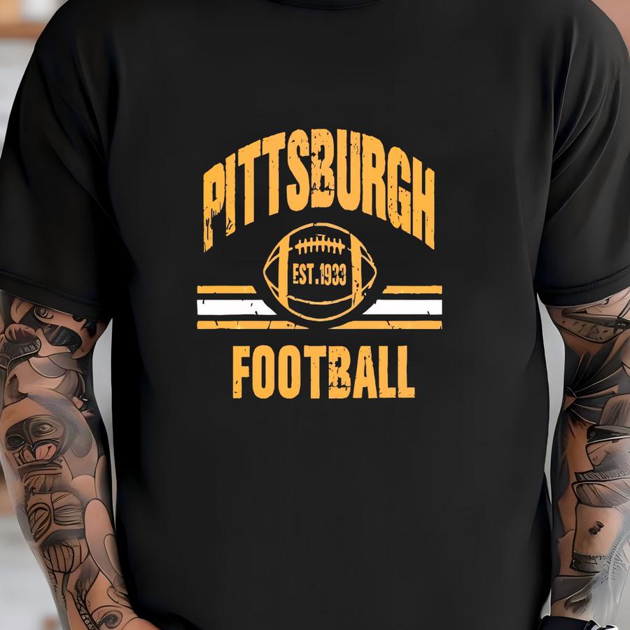 Pittsburgh Football Est 1933 Vintage 90s Comfort Color Tshirt, Pittsburgh Football Team Shirt, Football Gameday Shirt, Sports Tee, For Her T-shirt