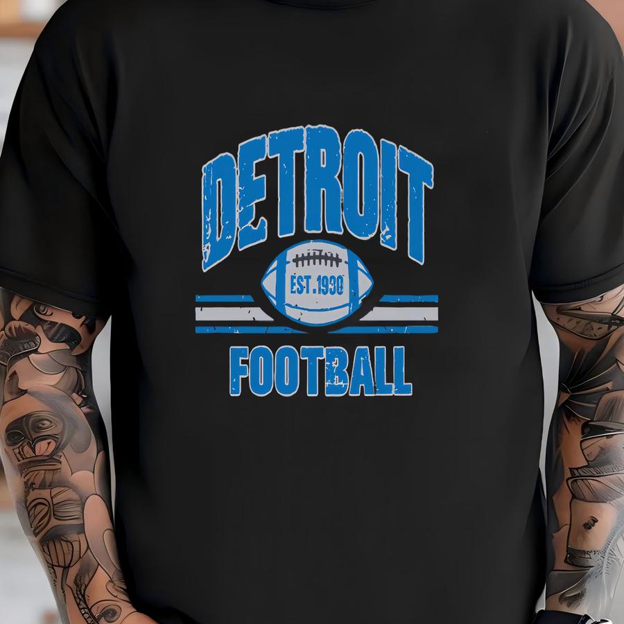 Detroit Football Est 1930 Vintage 90s Comfort Color Tshirt, Detroit Football Team Shirt, American Football Gameday Shirt, Sport Tee, For Her T-shirt