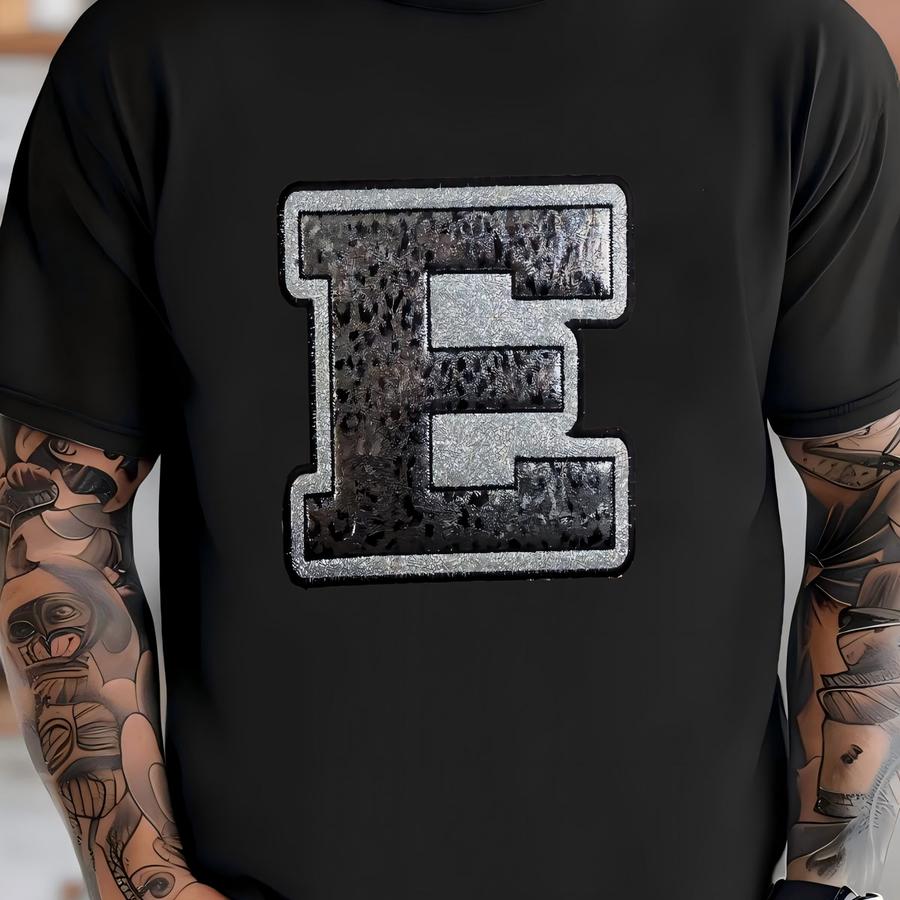 Eastern Double Applique Black Leopard/silver Glitter E Sweatshirt, Girl Gift, College Shirt, Colonels, College Gift, Grad Gift, Grad, Eku T-shirt