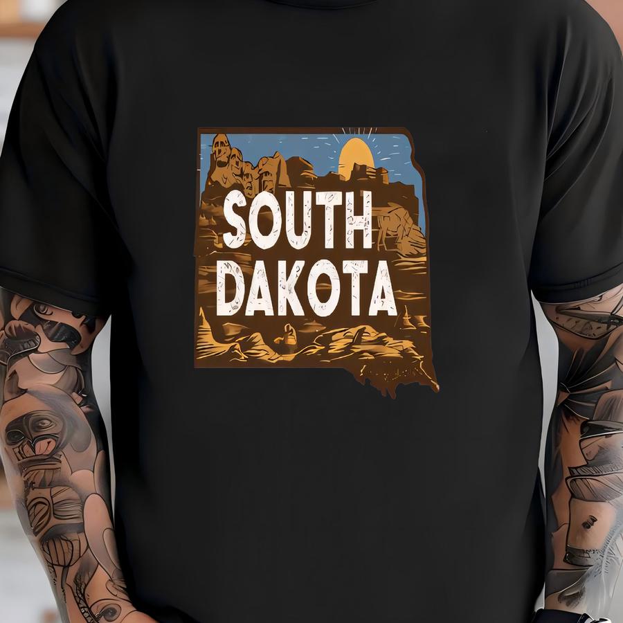 Retro South Dakota State T Shirt, South Dakota Lover Gift Tshirt, South Dakota Map Sweater, South Dakota Travel Sweatshirt, Home State Shirt T-shirt